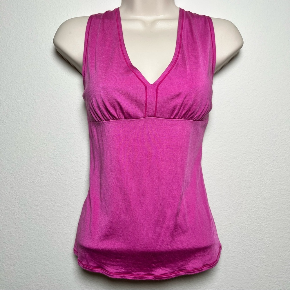 Express‎ Design Studio Women Silk Cotton Tank Top L Pink V-Neck Ruched Bust